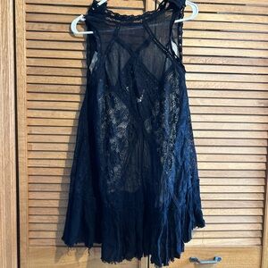 Free People Black Pleated Babydoll Dress